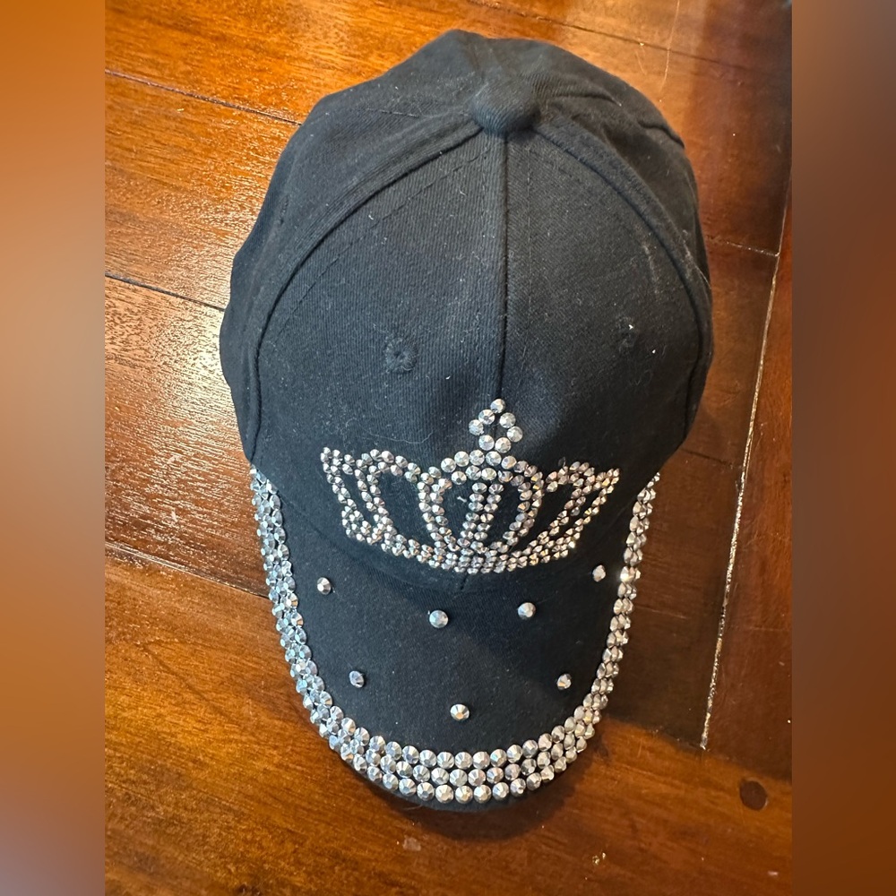 Rhinestone Crown Baseball Cap - Black - Picture 2 of 5